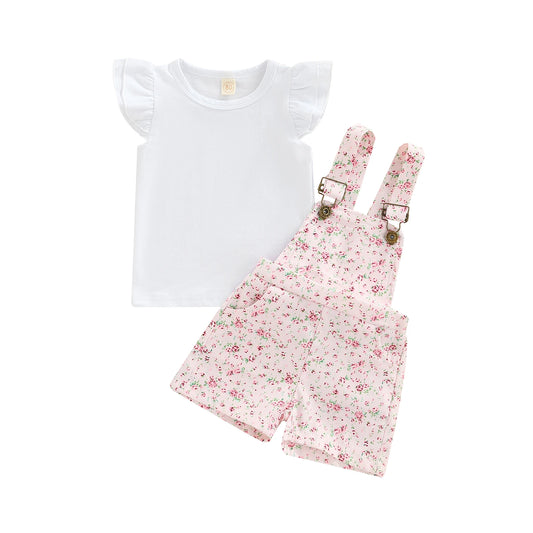 Conjunto de jardineira Floral Meninas